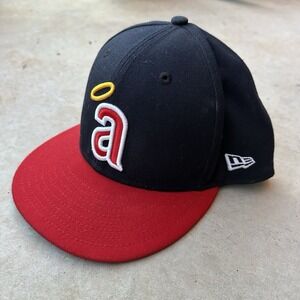 Los Angeles LA Angels 7 1/4 59Fifty New Era Hat‎ Fitted Cap Black Red Men Wool